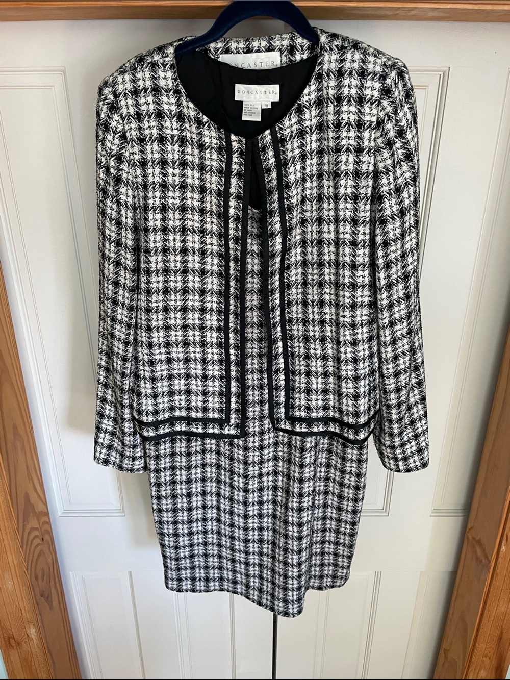 Doncaster Vintage Black & White Houndstooth Dress Jacket Suit - Picture 5 of 15